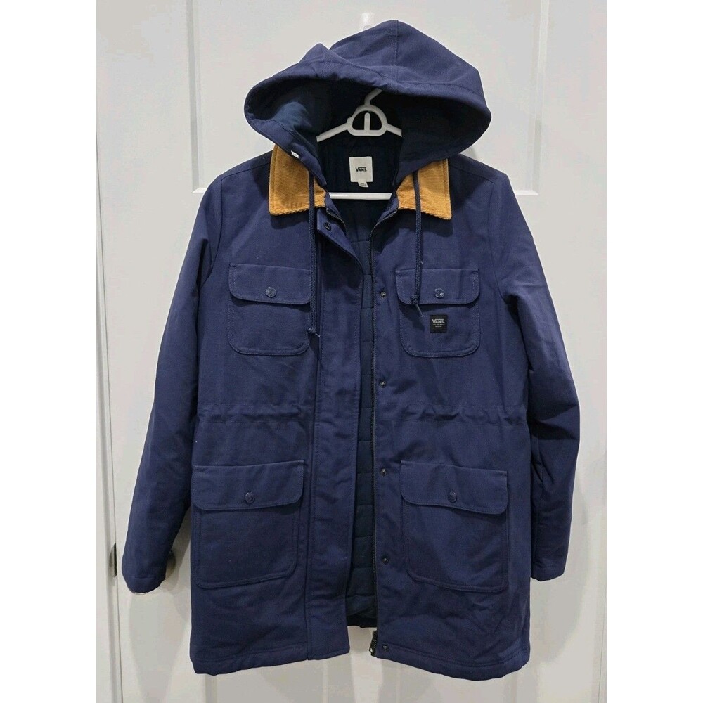 Vans Navy Blue Hooded Parka with Tan Corduroy Collar